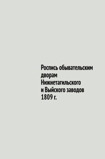 Роспись обывательским дворам Нижнетагильского и Выйского заводов 1809 г.