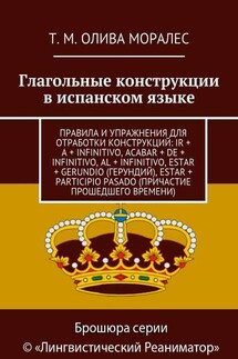 Глагольные конструкции в испанском языке. Правила и упражнения для отработки конструкций: ir + a + infinitivo, acabar + de + infinitivo, al + infinitivo, estar + gerundio (герундий), estar + participio pasado (причастие прошедшего времени)